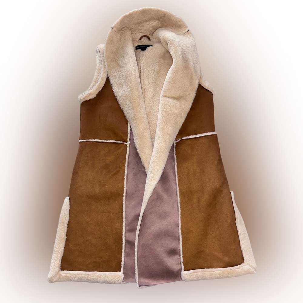 French Connection Brown Mauve Faux Shearling Vest